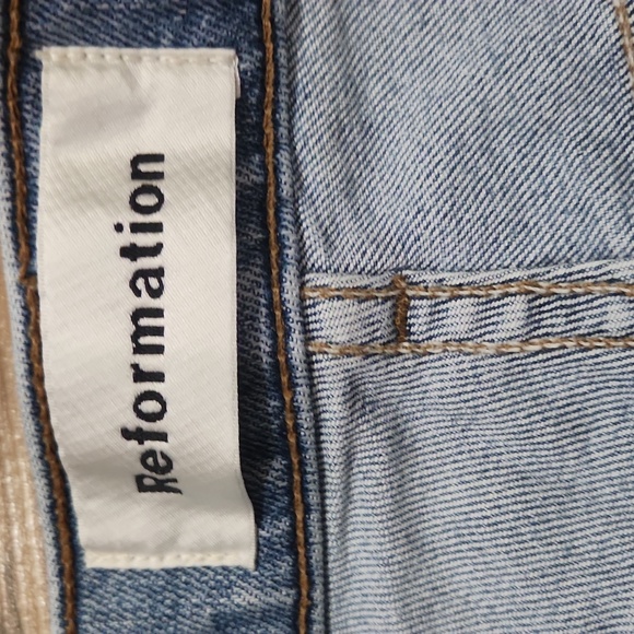 Reformation Julia Ankle Straight Leg Light Jean‎ Distressed Knee Size 27 - Picture 6 of 9